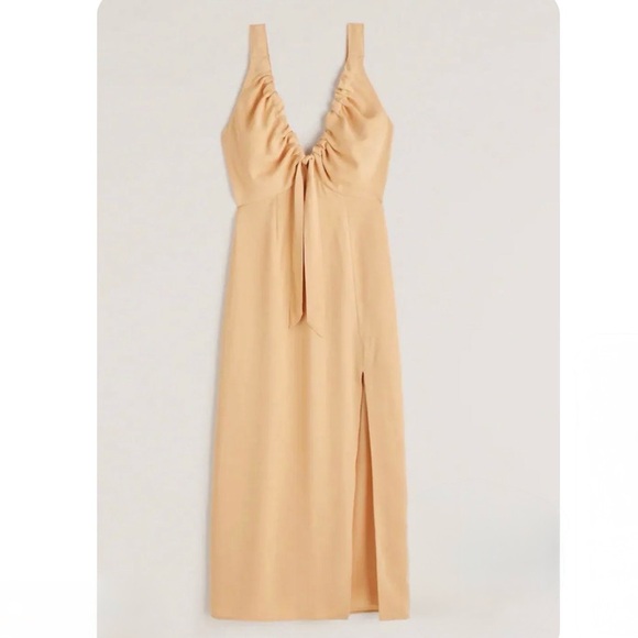 Abercrombie & Fitch Dresses & Skirts - Abercrombie & Fitch Tan Cream Cinched Neck Slip Midi Dress Size XL Vacation
